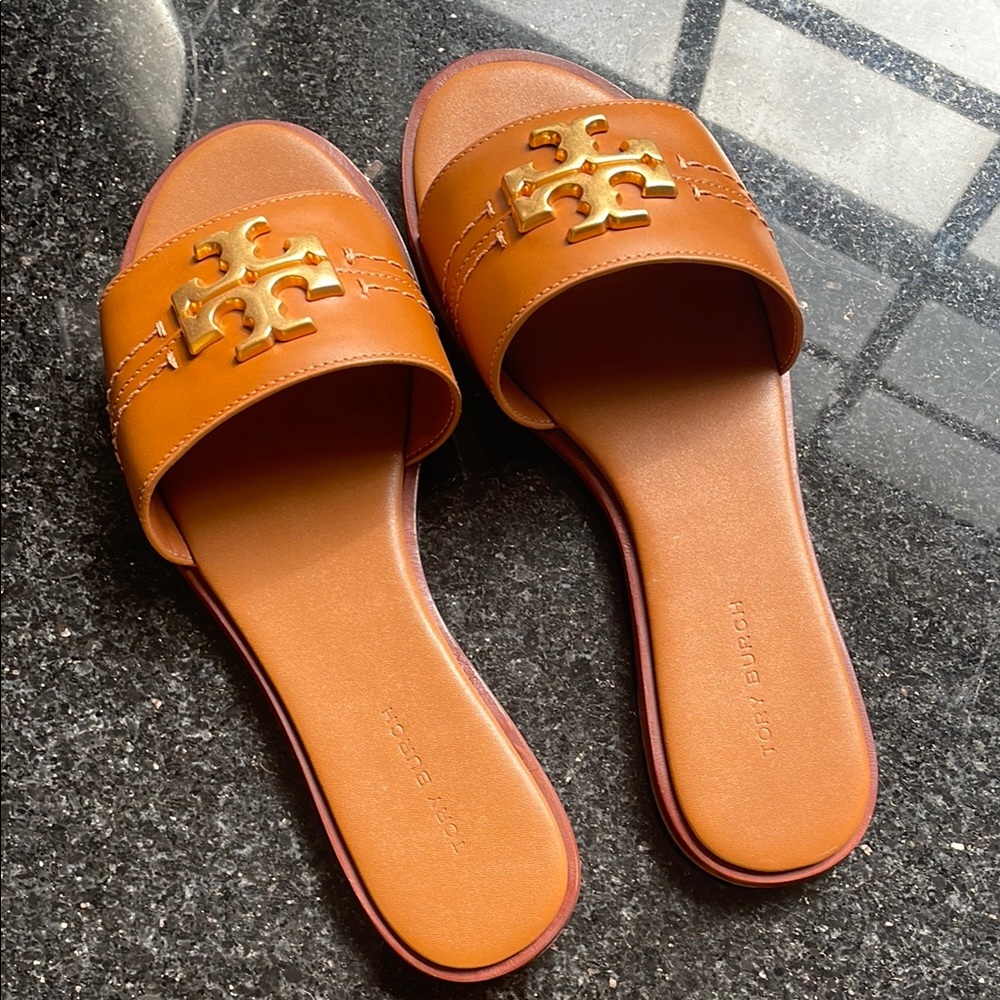 Tory Burch Brown Leather Sandals with Logo